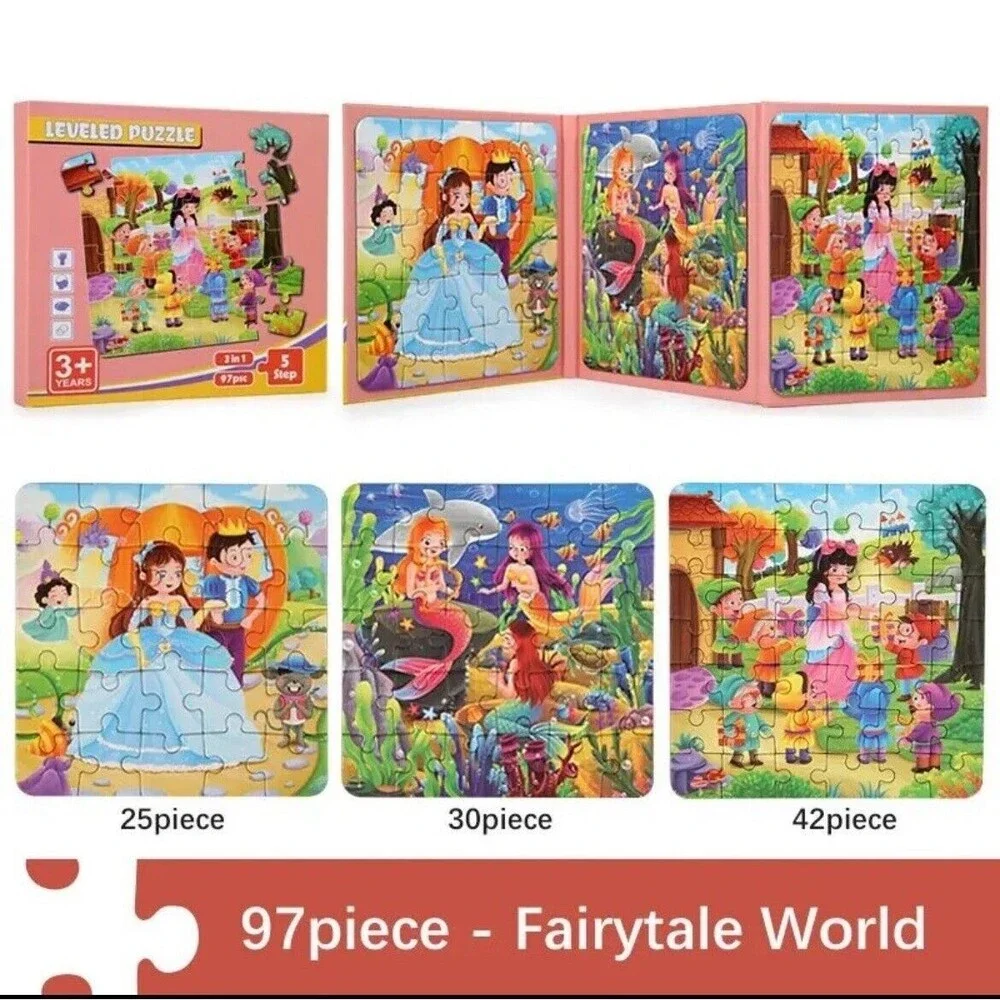 MAGNETIC PUZZLES Jigsaw Travel Folding 97 pcs Car Book 3-6 Years 3 in 1 Kids Fun